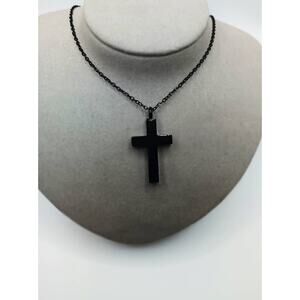 Black Stainless Steel Cross Urn Necklace With Me Always Pendant Memorial Jewelry